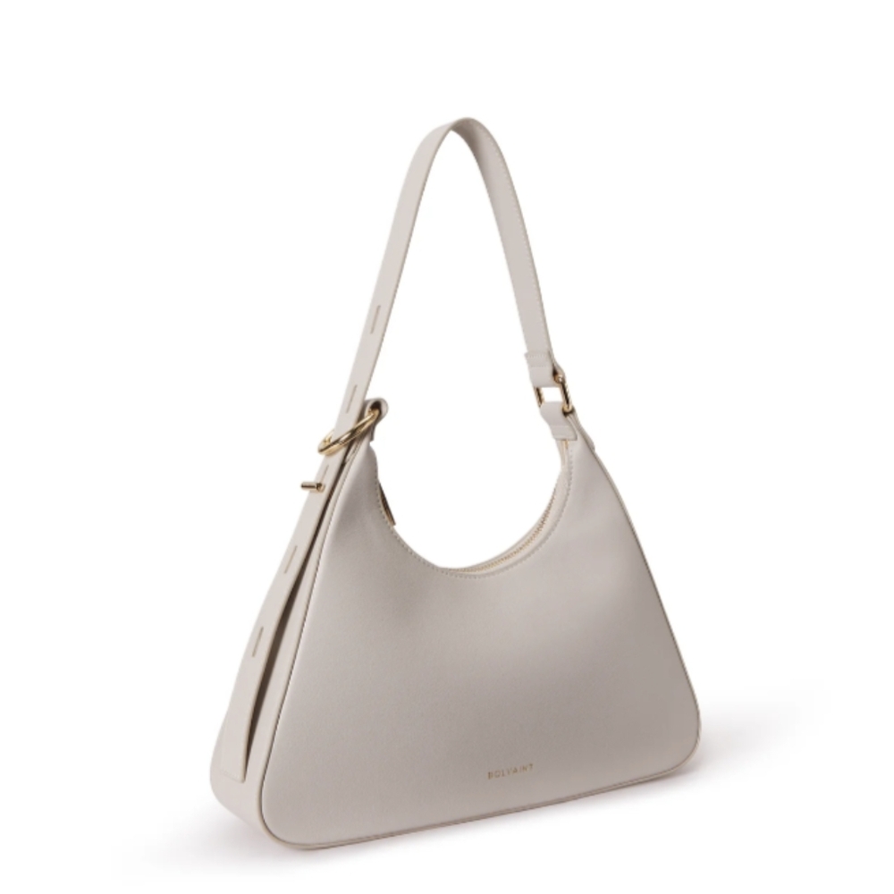 Bolvaint Blanche Leather Purse Light Gray Gold Small  Medium Shoulder Tote Bag